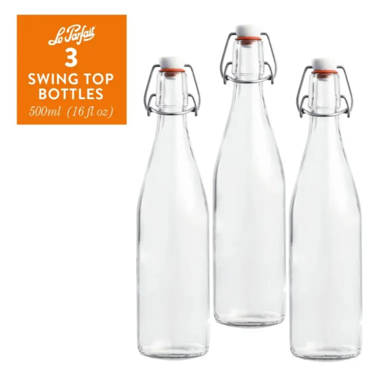 Le Parfait - Clear - Glass Versatile Bottles for Fermenting and Preserving - 3 Piece